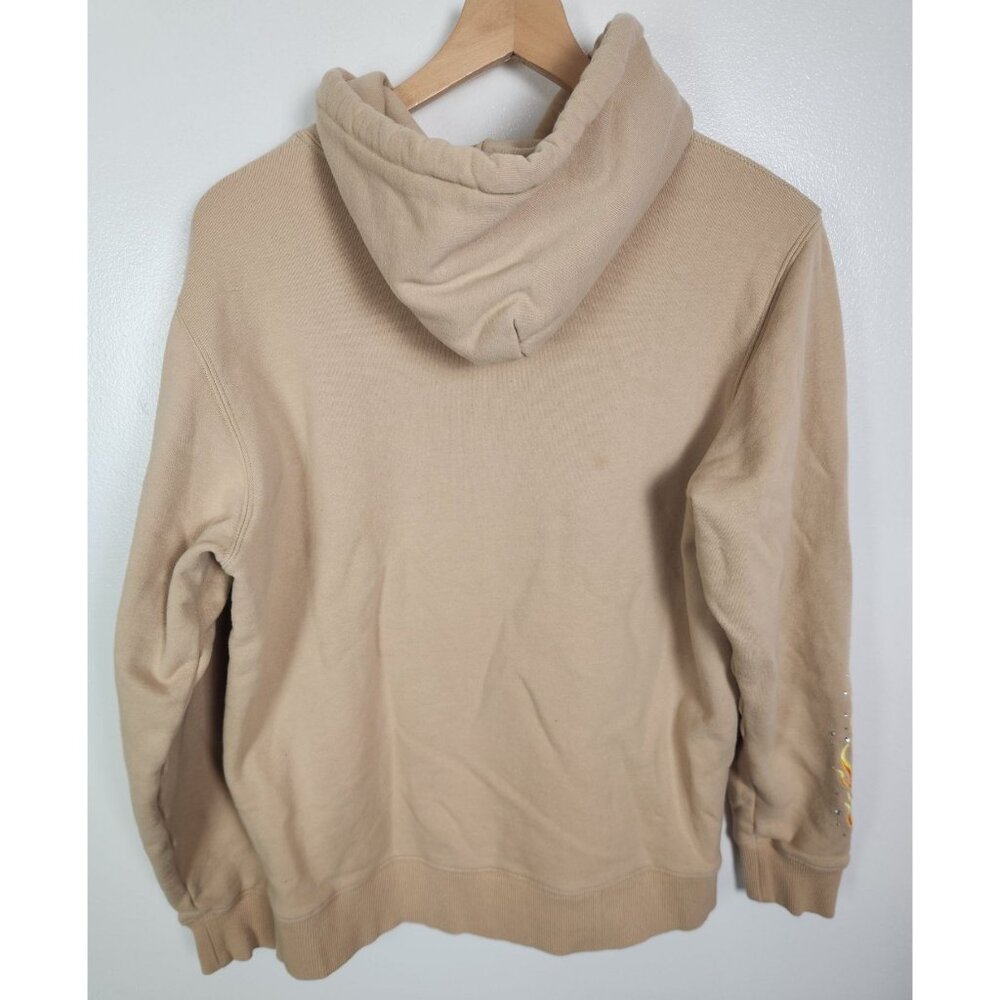Teddy Fresh Women's Sz. S Embroidered Bling Tan Hooded Sweatshirt - Picture 5 of 5
